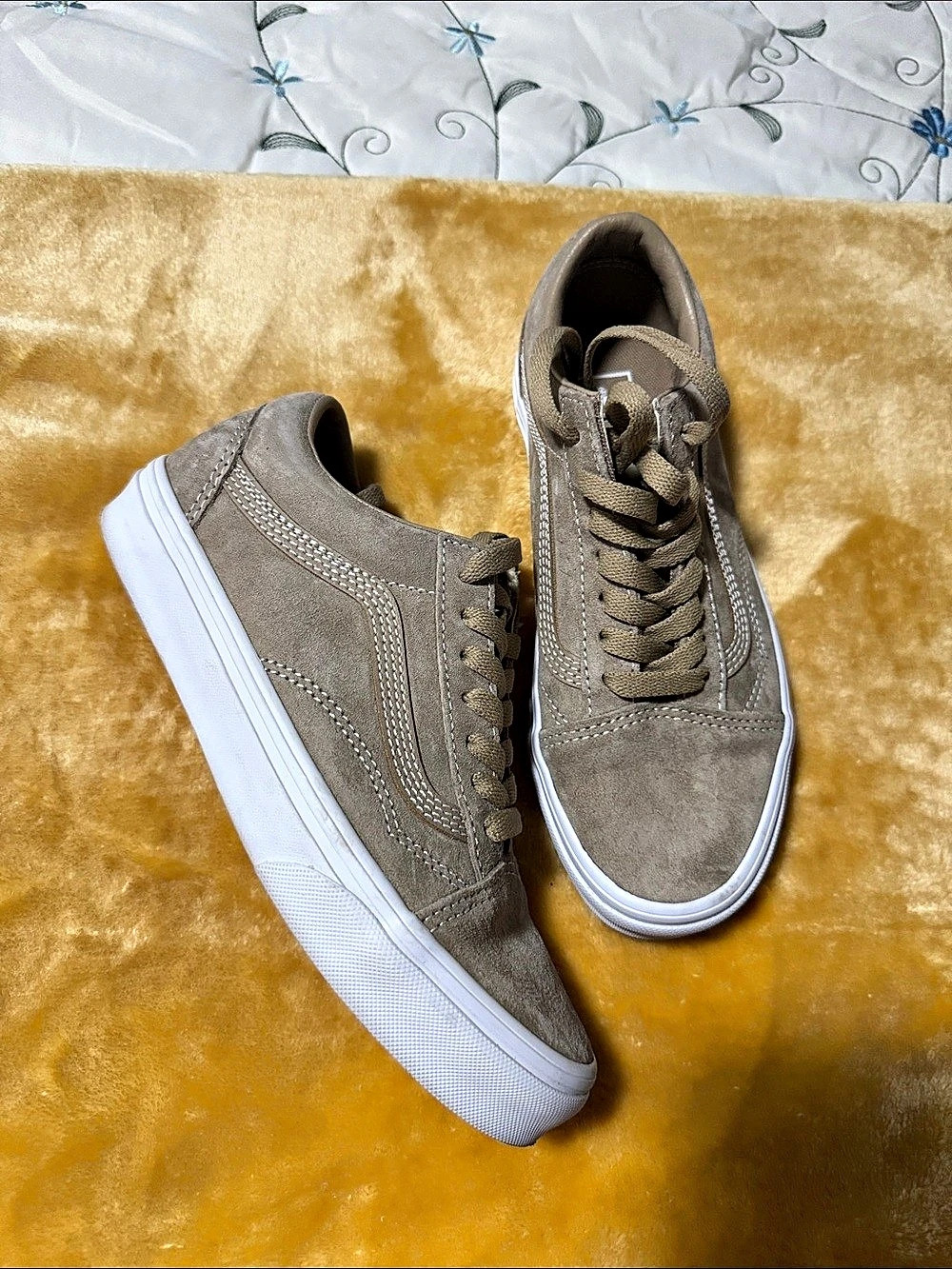 Vans Old Skool Suede Taupe Low Top Sneakers in Brown